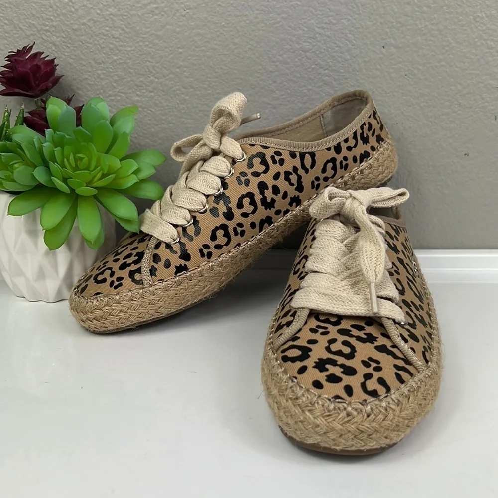 NWOB Emu Australia Agonis Espadrille Sneakers Leopard Beige Canvas Shoes 6